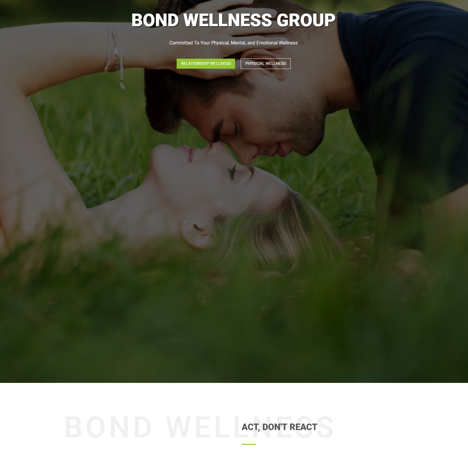 Bond Wellness Group Splash Page