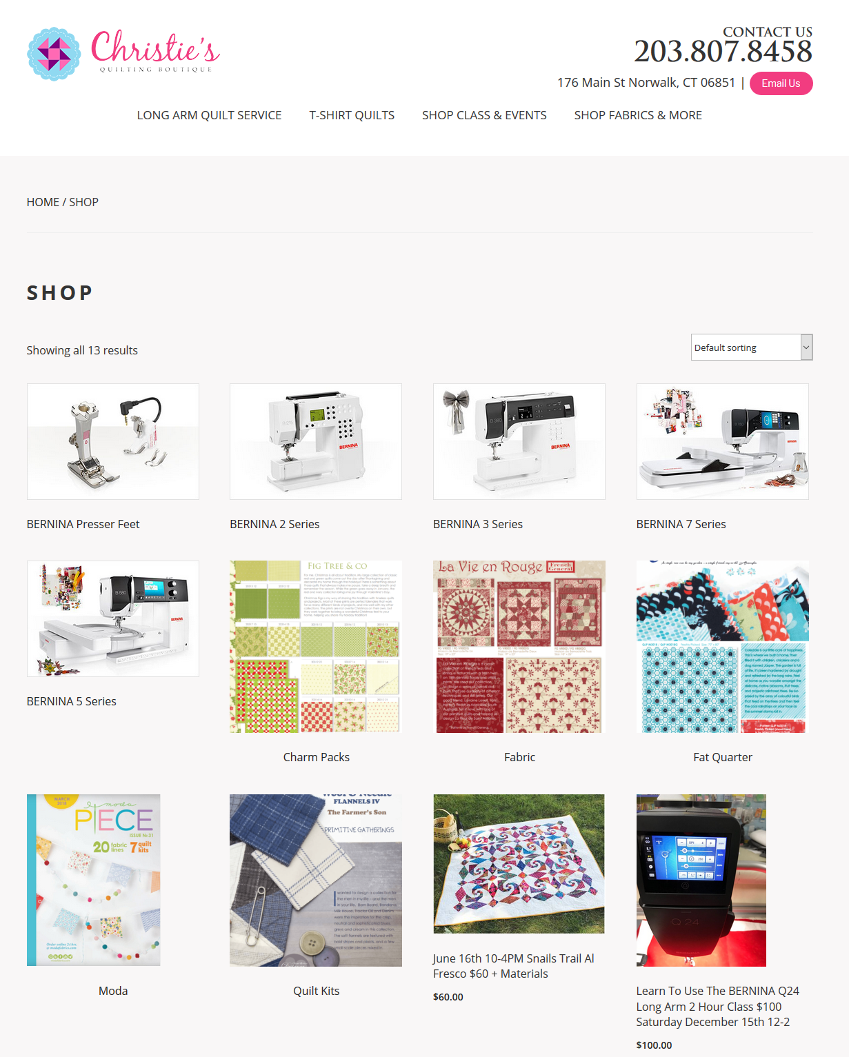 Christie’s Quilting Boutique Shop Page