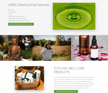 Eco Chic Salon CT Splash Page Product Focus