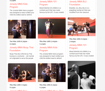 Jonesly MMA Calendar of Events