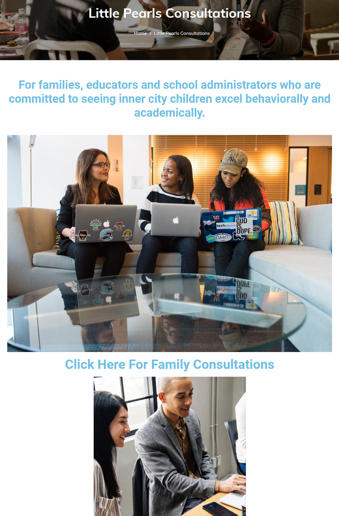 Little Pearls Education Group Splash Page Consultations and E-Commerce Solutions