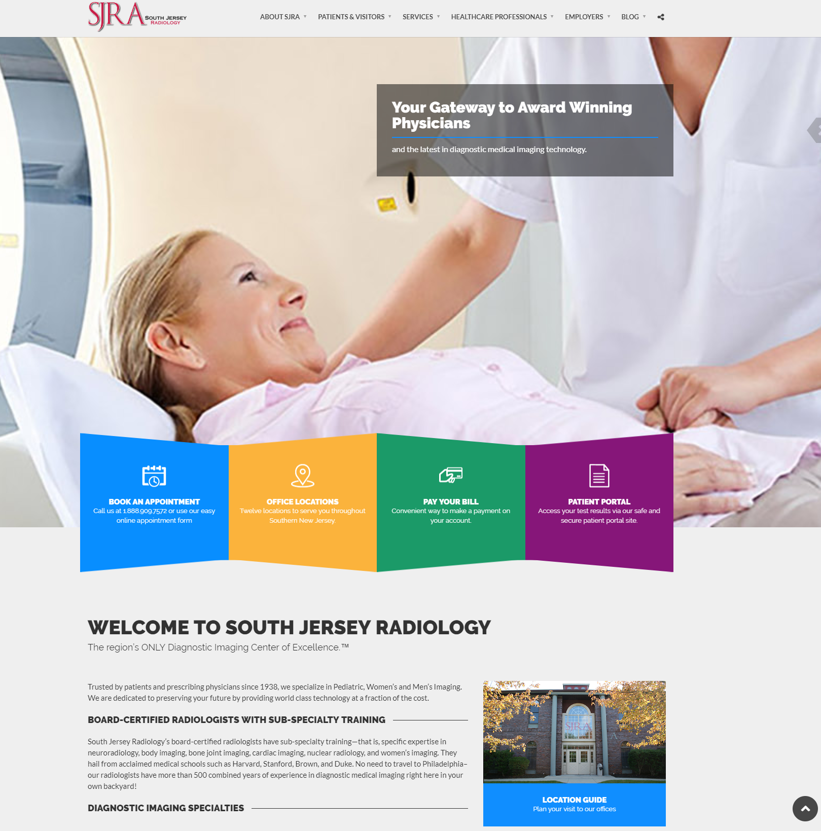 South Jersey Radiology Splash Page