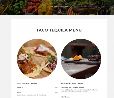 Restaurant Menu Page