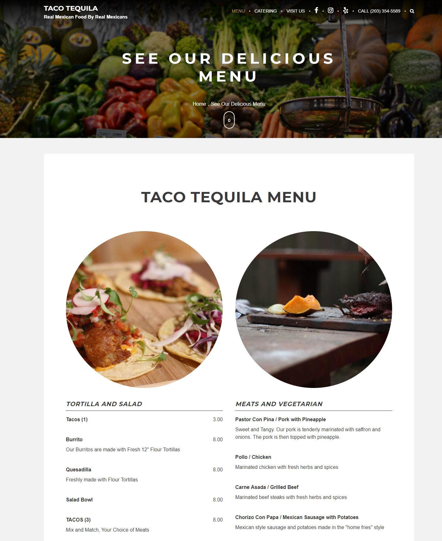 Restaurant Menu Page