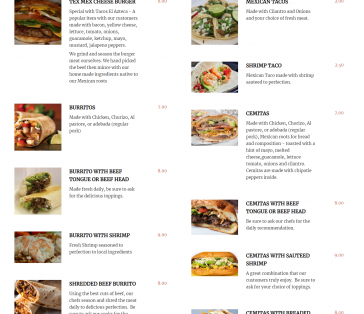 Restaurant Menu Section